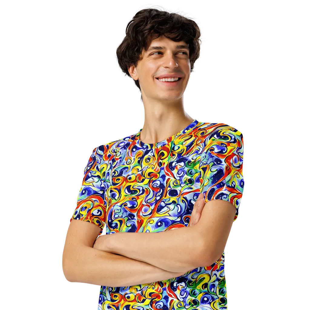 Painted Comet on Men's Crew Neck T-Shirt — Left Front