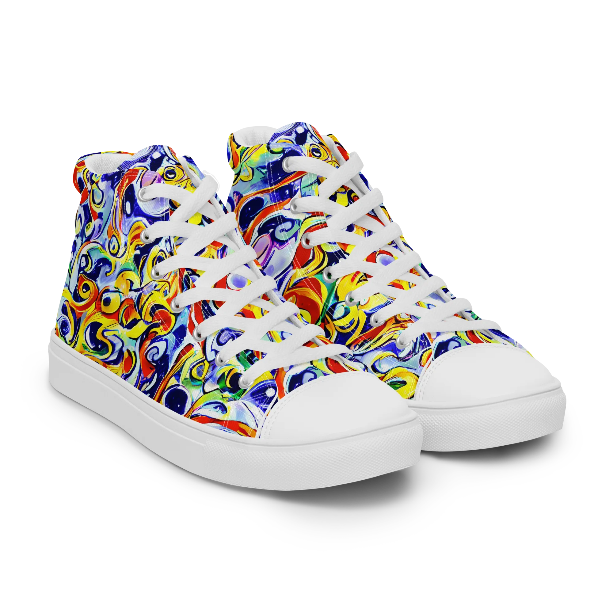 Painted Comet on Men's High Top Canvas Shoes — Right Front