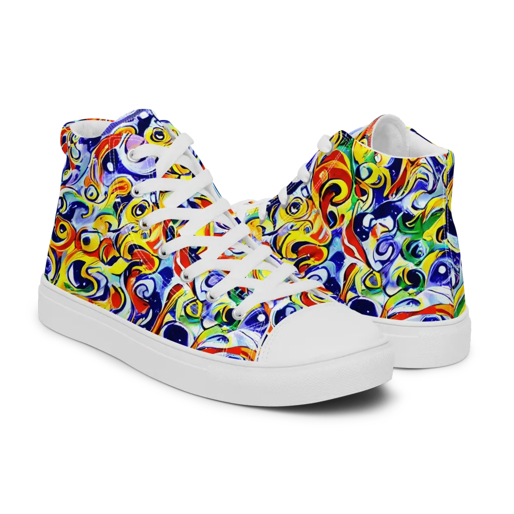 Painted Comet on Men's High Top Canvas Shoes — Right