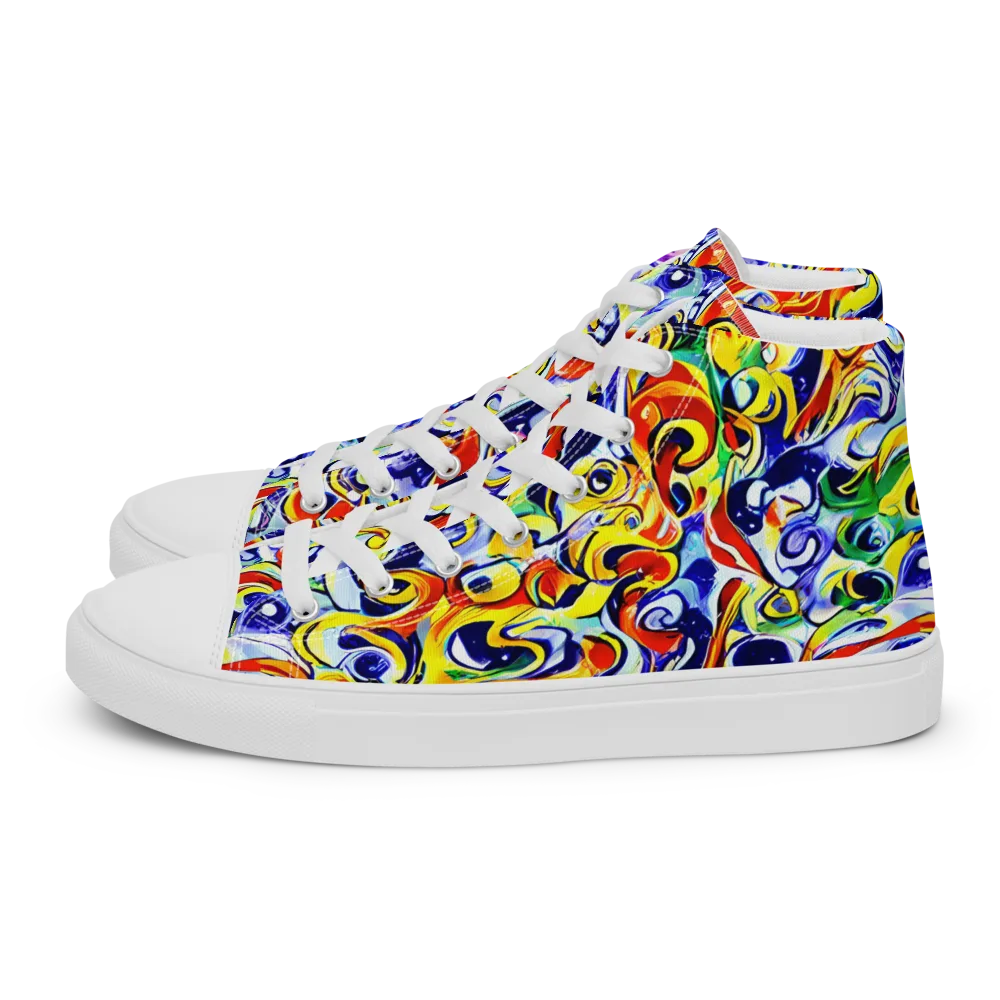 Painted Comet on Women's High Top Canvas Shoes — Left