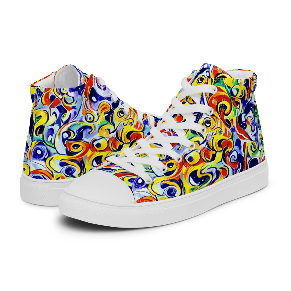 Painted Comet on Women's High Top Canvas Shoes — Left