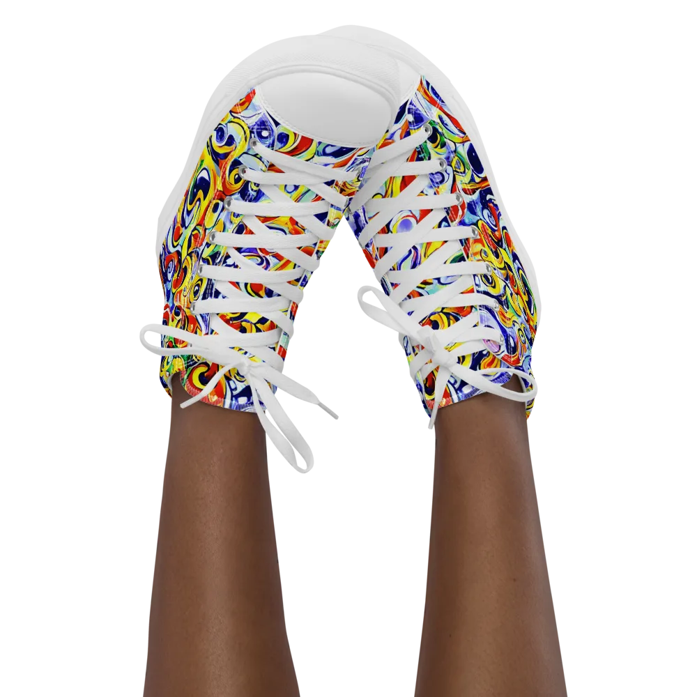 Painted Comet on Women's High Top Canvas Shoes — Front