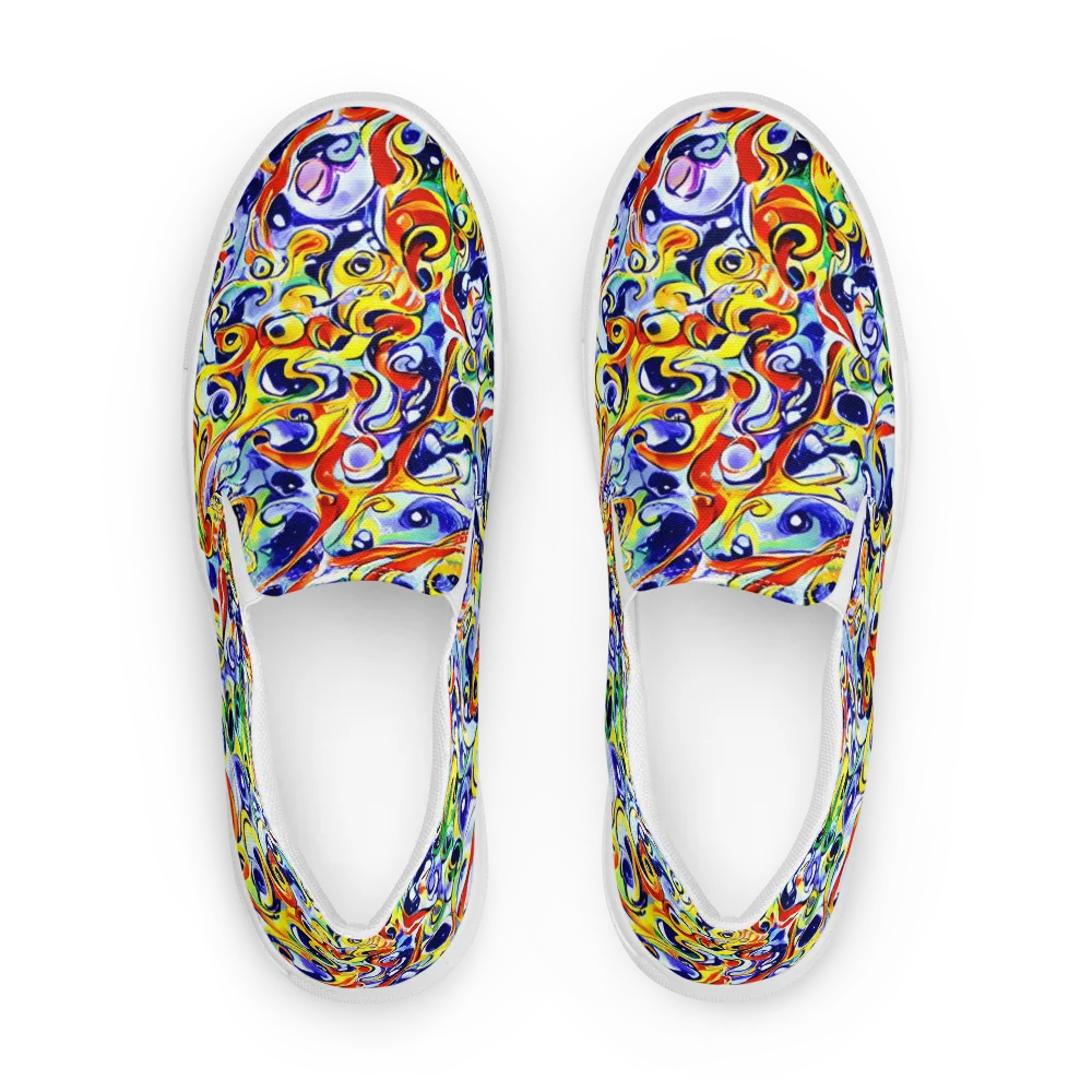 Painted Comet on Men's Slip-On Canvas Shoes — Front