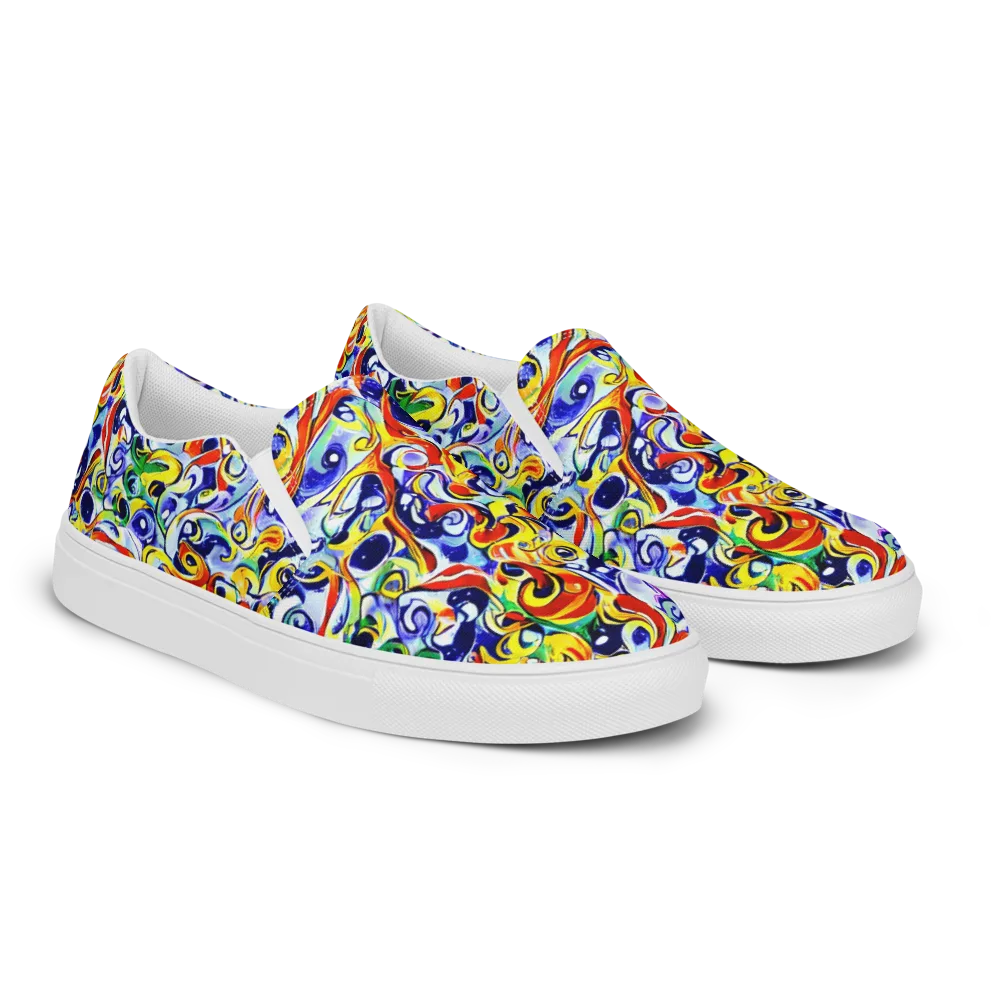 Painted Comet on Men's Slip-On Canvas Shoes — Right Front