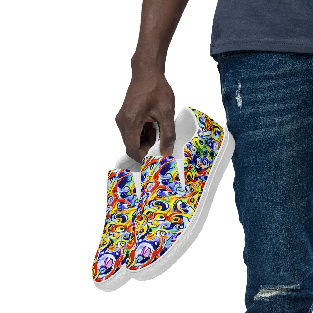 Painted Comet on Men's Slip-On Canvas Shoes — Left Front