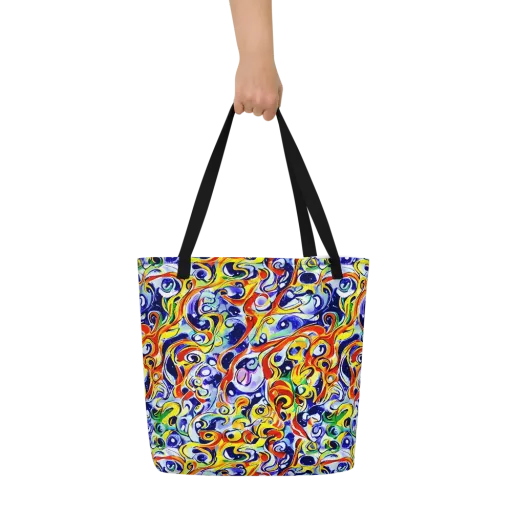 Painted Comet on a Large Tote Bag W/ Pocket