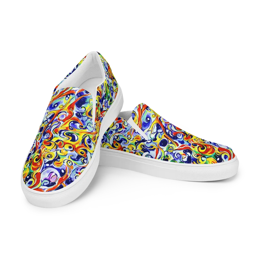 Painted Comet on Women's Slip-On Canvas Shoes — Left Front