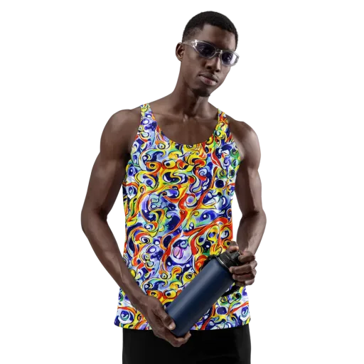 Painted Comet on a Men's Tank Top