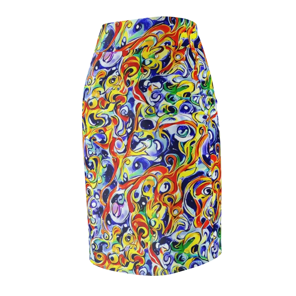 Painted Comet on Pencil Skirt — Back Side