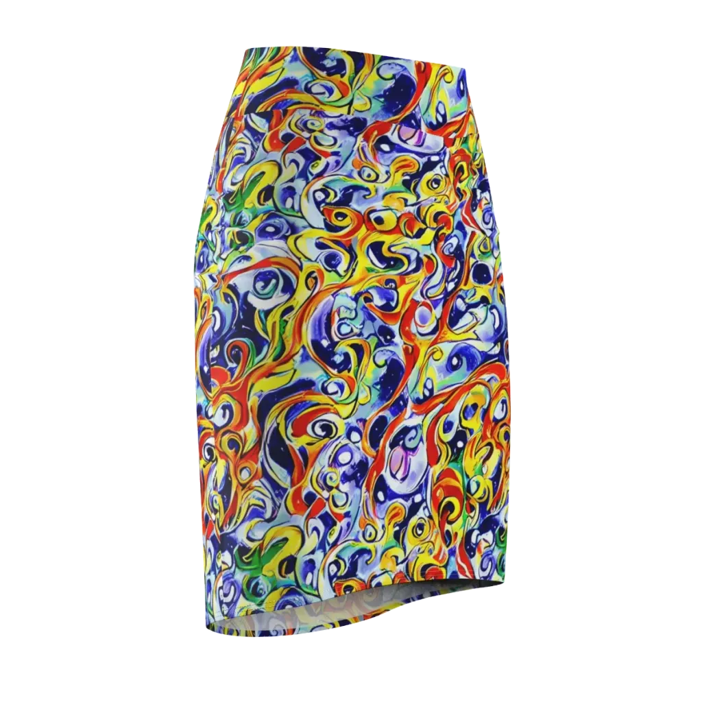Painted Comet on Pencil Skirt — Front Side