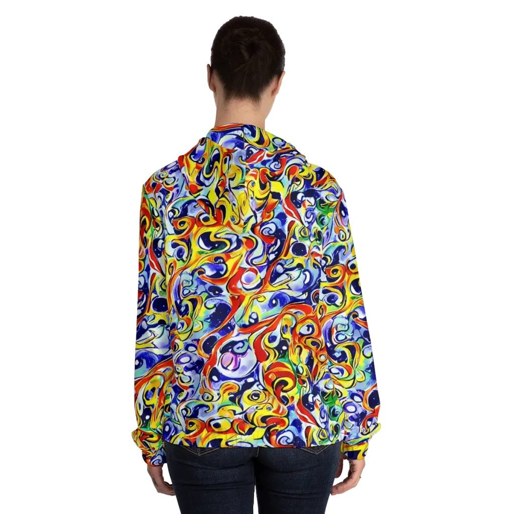 Painted Comet on Women's Full-Zip Hoodie — Back On Person
