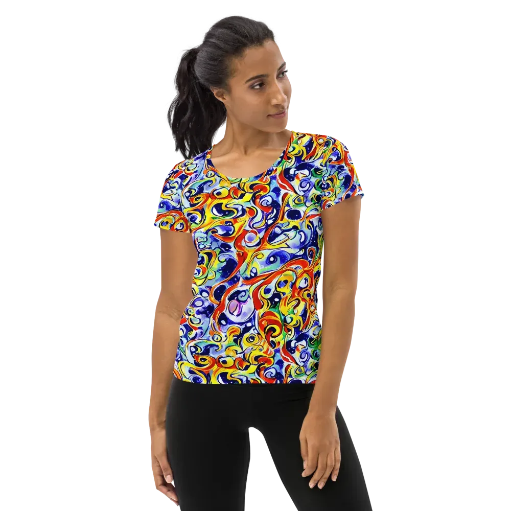 Painted Comet on Women's Athletic T-Shirt — Front