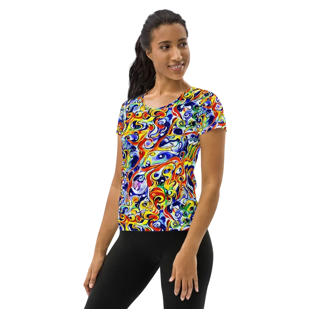 Painted Comet on Women's Athletic T-Shirt — Left