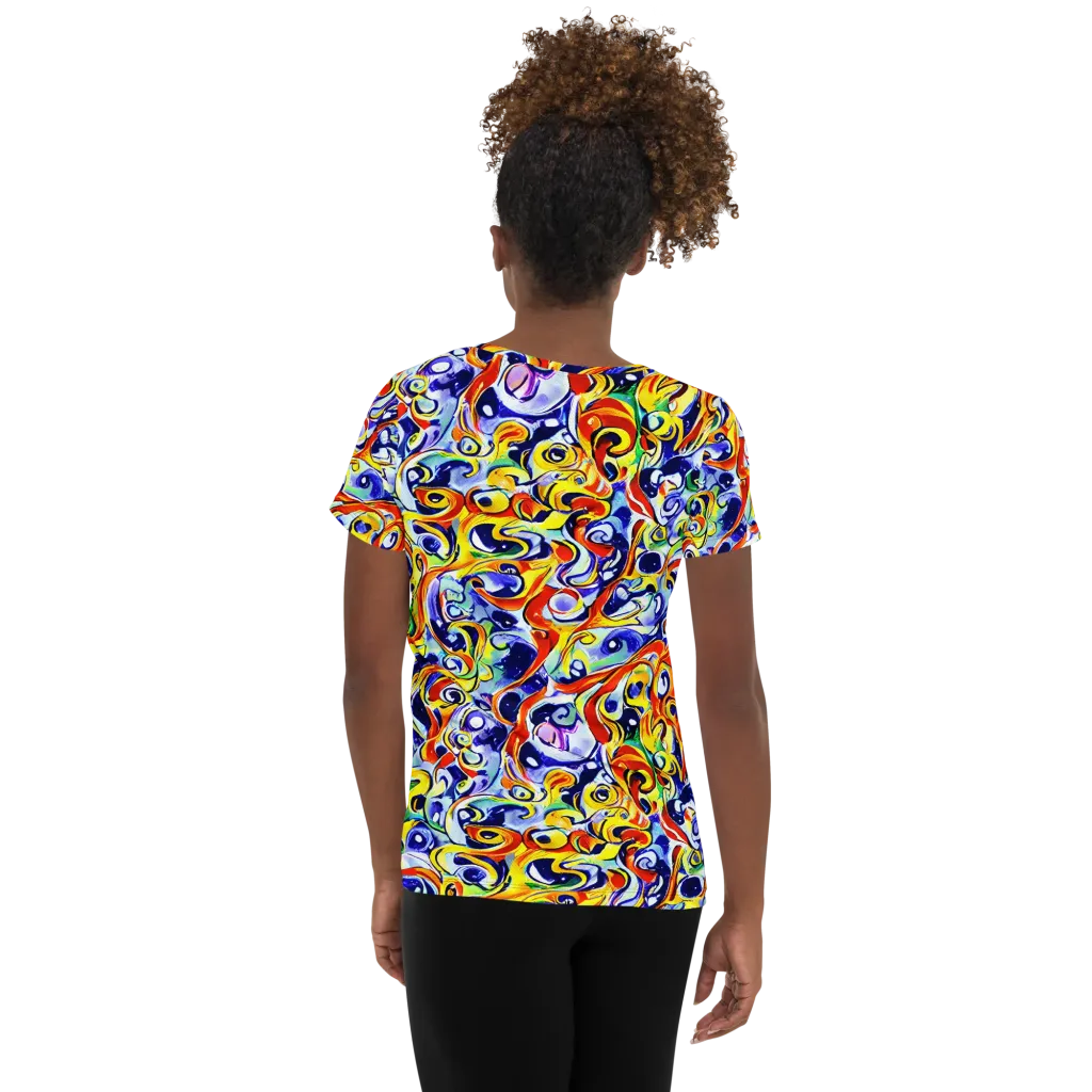 Painted Comet on Women's Athletic T-Shirt — Back