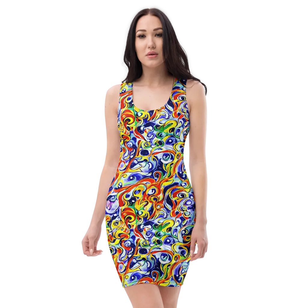 Painted Comet on Bodycon Dress — Front