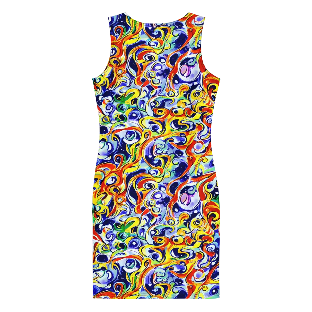Painted Comet on Bodycon Dress — Back