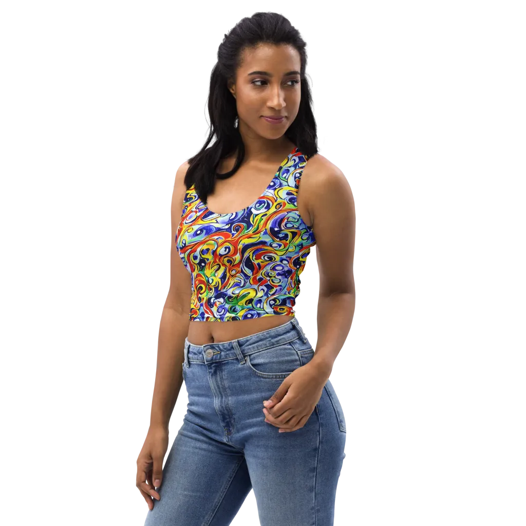 Painted Comet on Crop Top — Left Front