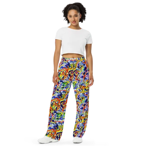 Painted Comet on a Wide-Leg Pants