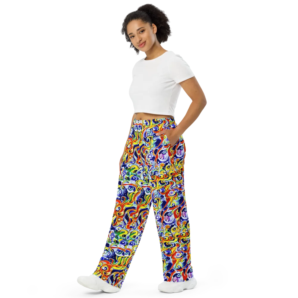 Painted Comet on Wide-Leg Pants — Left Front
