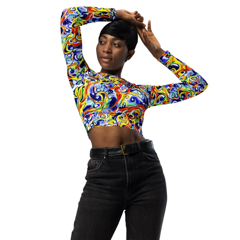 Painted Comet on Long Sleeve Crop Top — Front