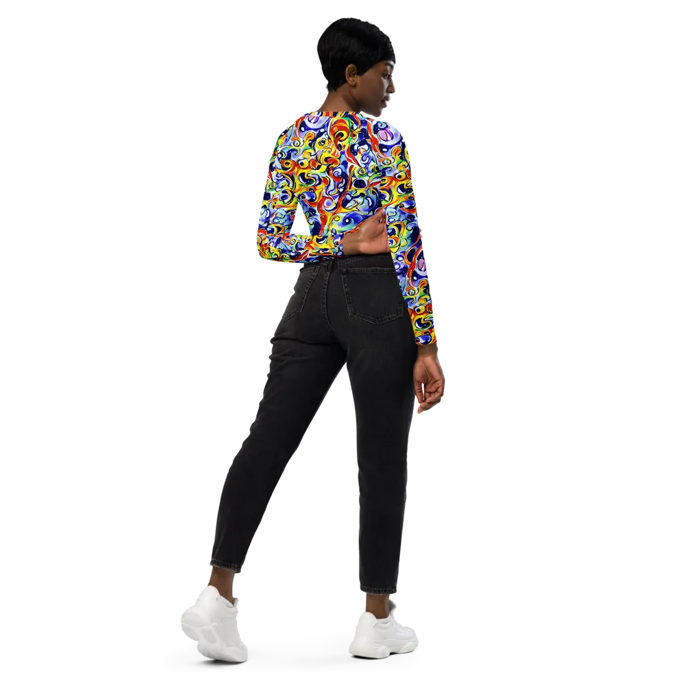 Painted Comet on Long Sleeve Crop Top — Right Back