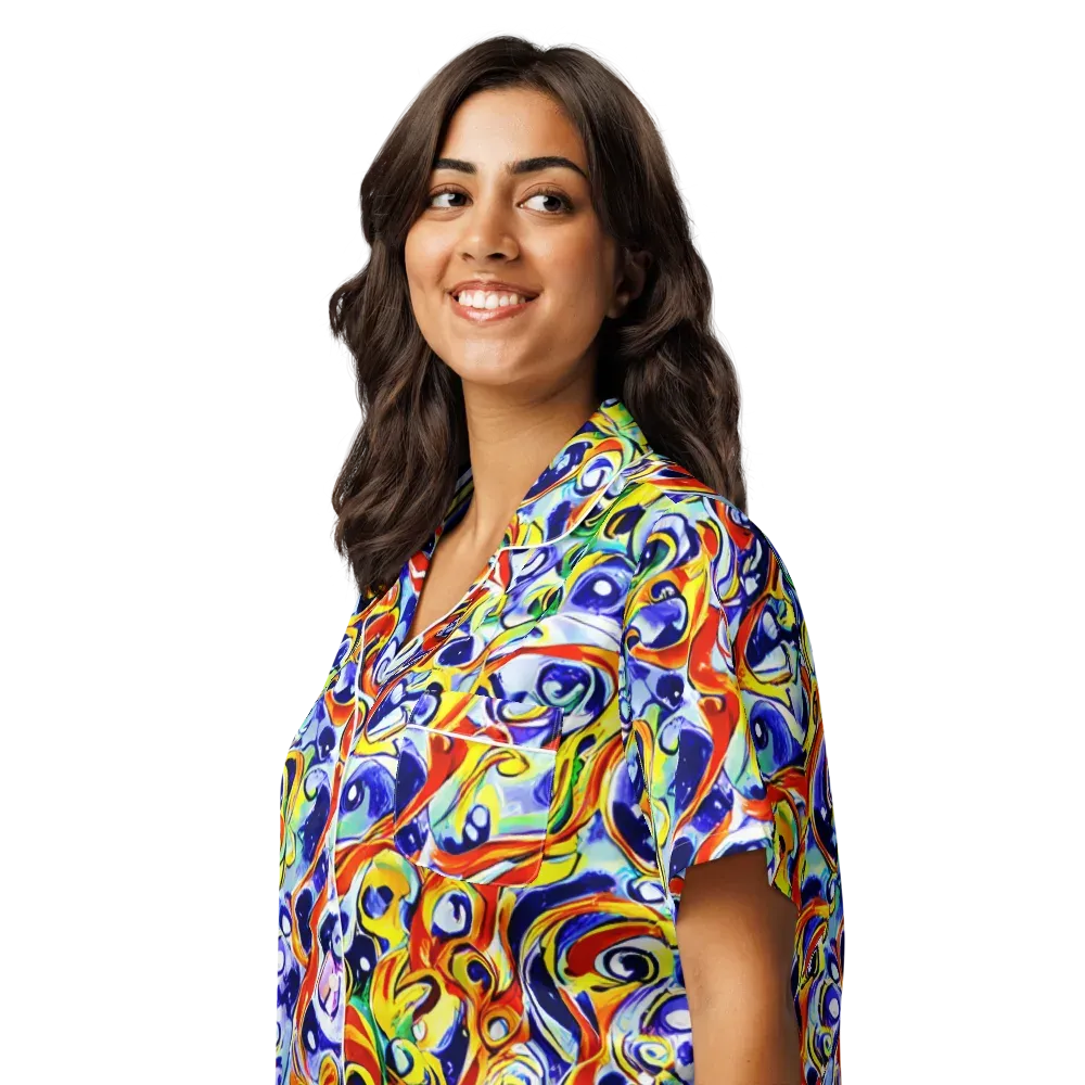 Painted Comet on Women's Short Sleeve Pajama Top — Left Front