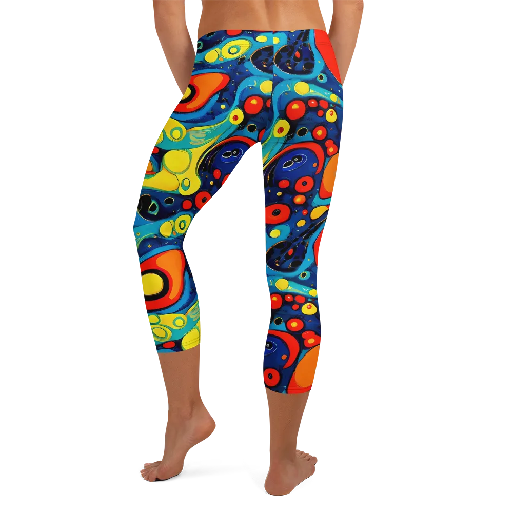 Vivid Amoeba on Capri Leggings — Back