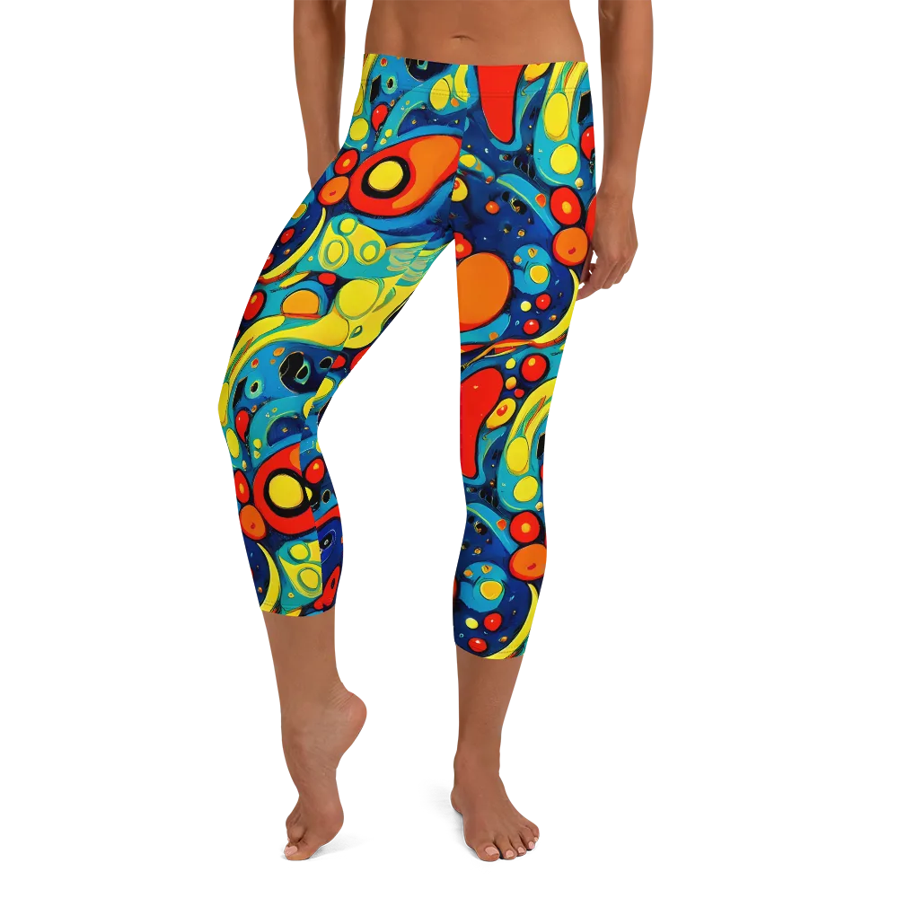 Vivid Amoeba on Capri Leggings — Front