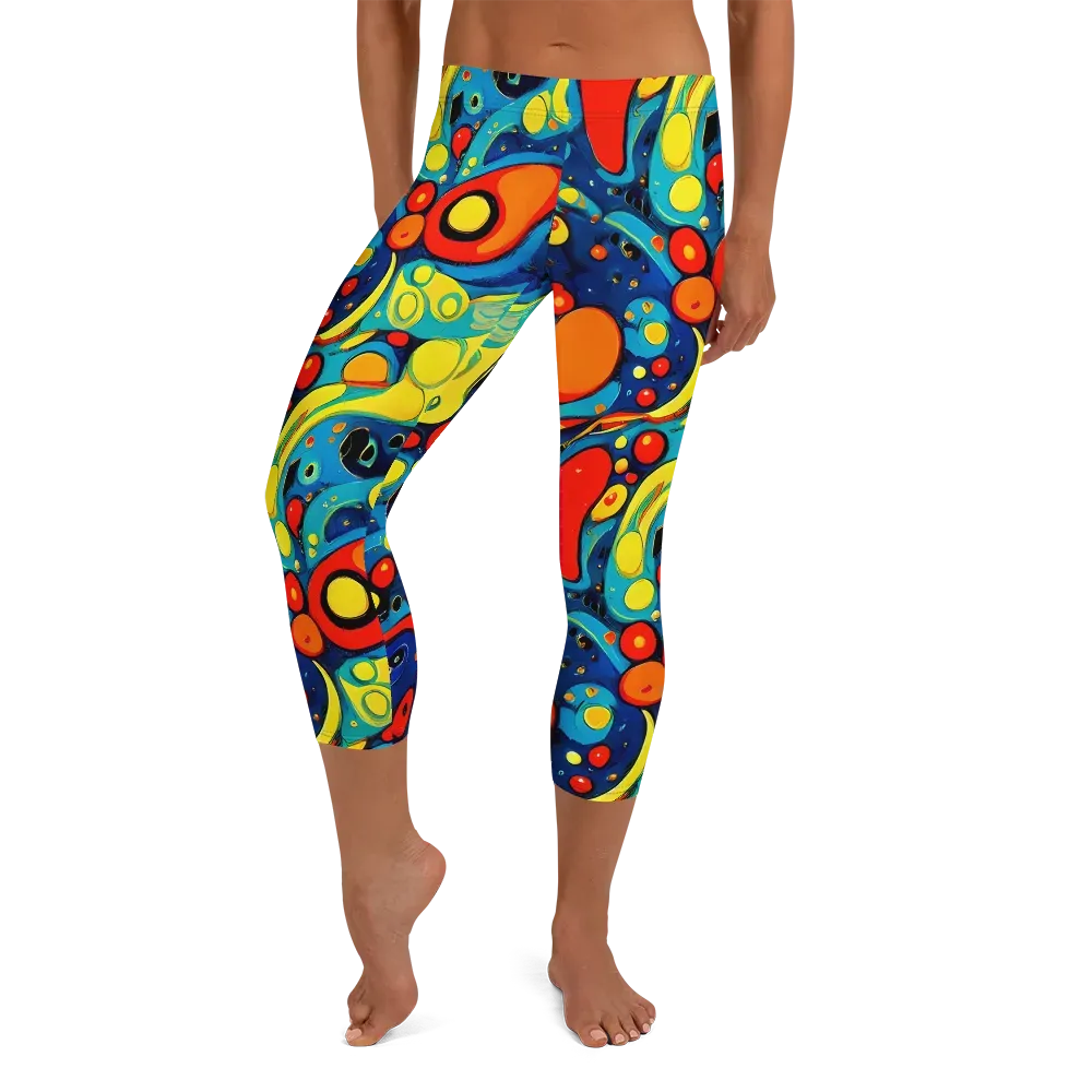 Vivid Amoeba on Capri Leggings — Front