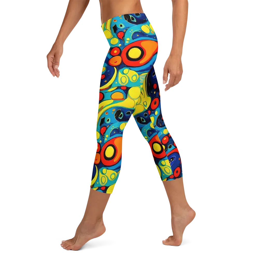 Vivid Amoeba on Capri Leggings — Left