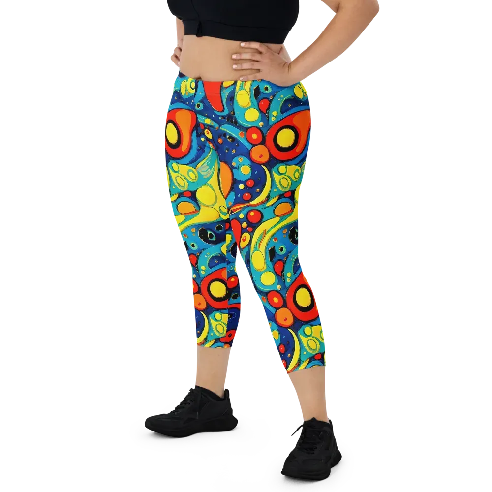 Vivid Amoeba on Capri Leggings — Front