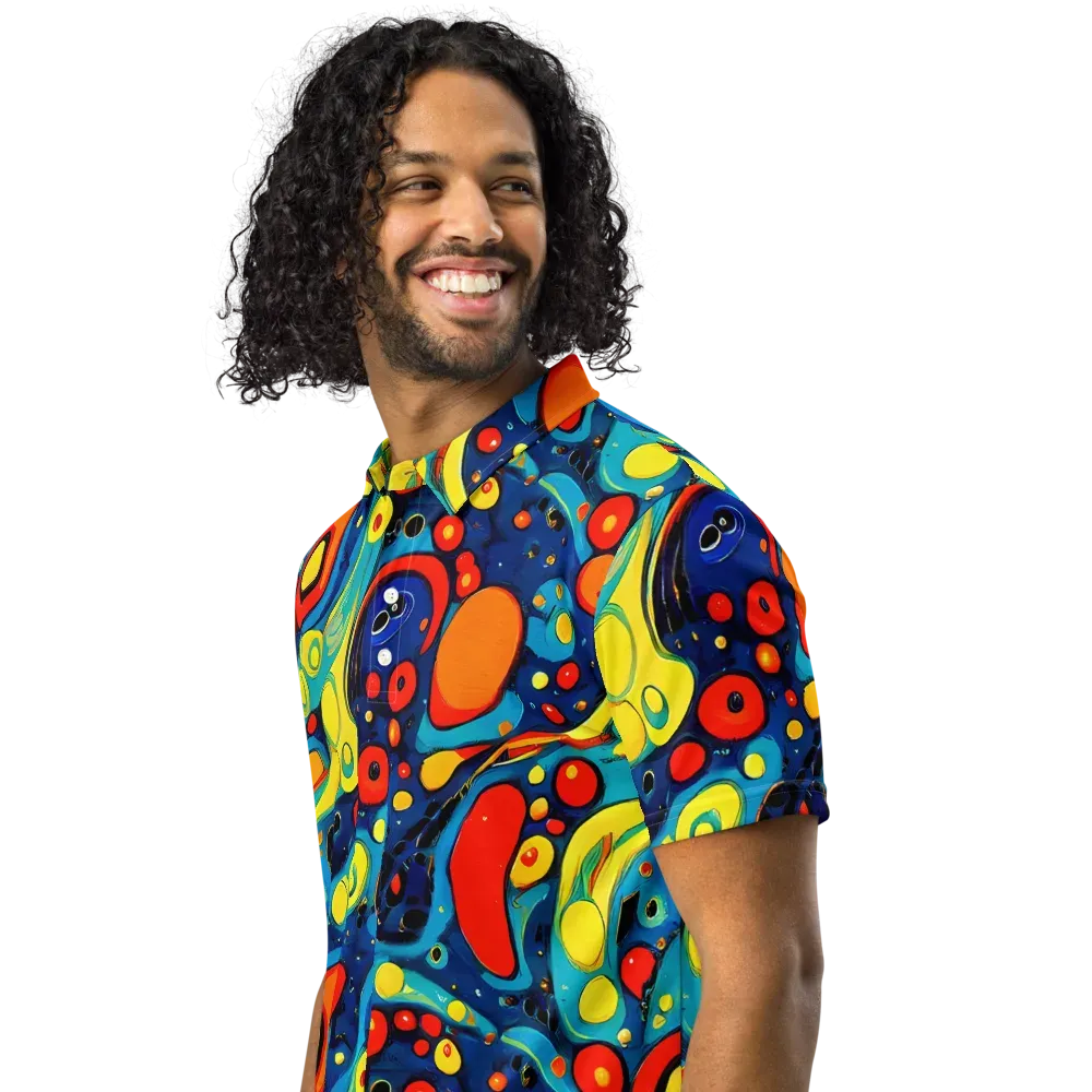 Vivid Amoeba on Men's Slim Fit Polo Shirt — Left Front