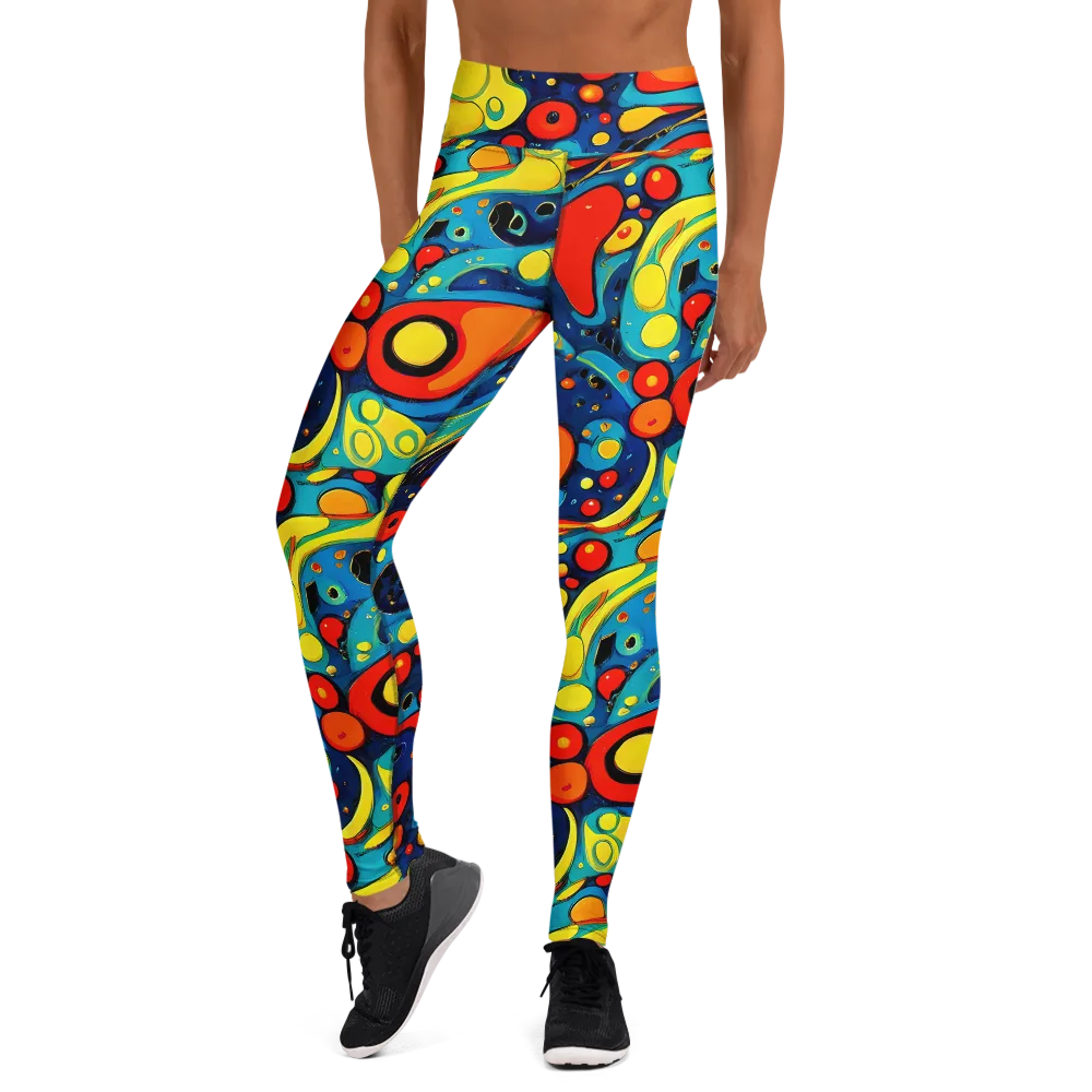Vivid Amoeba on Yoga Leggings — Front