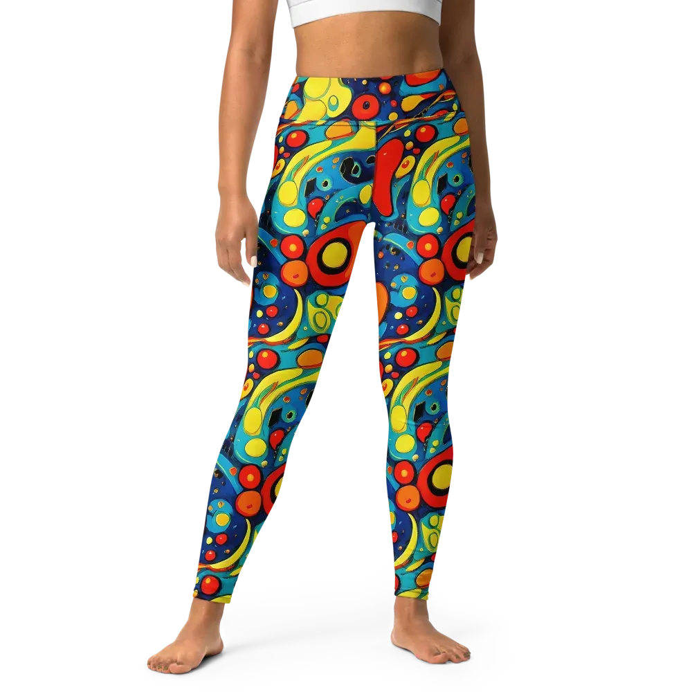 Vivid Amoeba on Yoga Leggings — Front