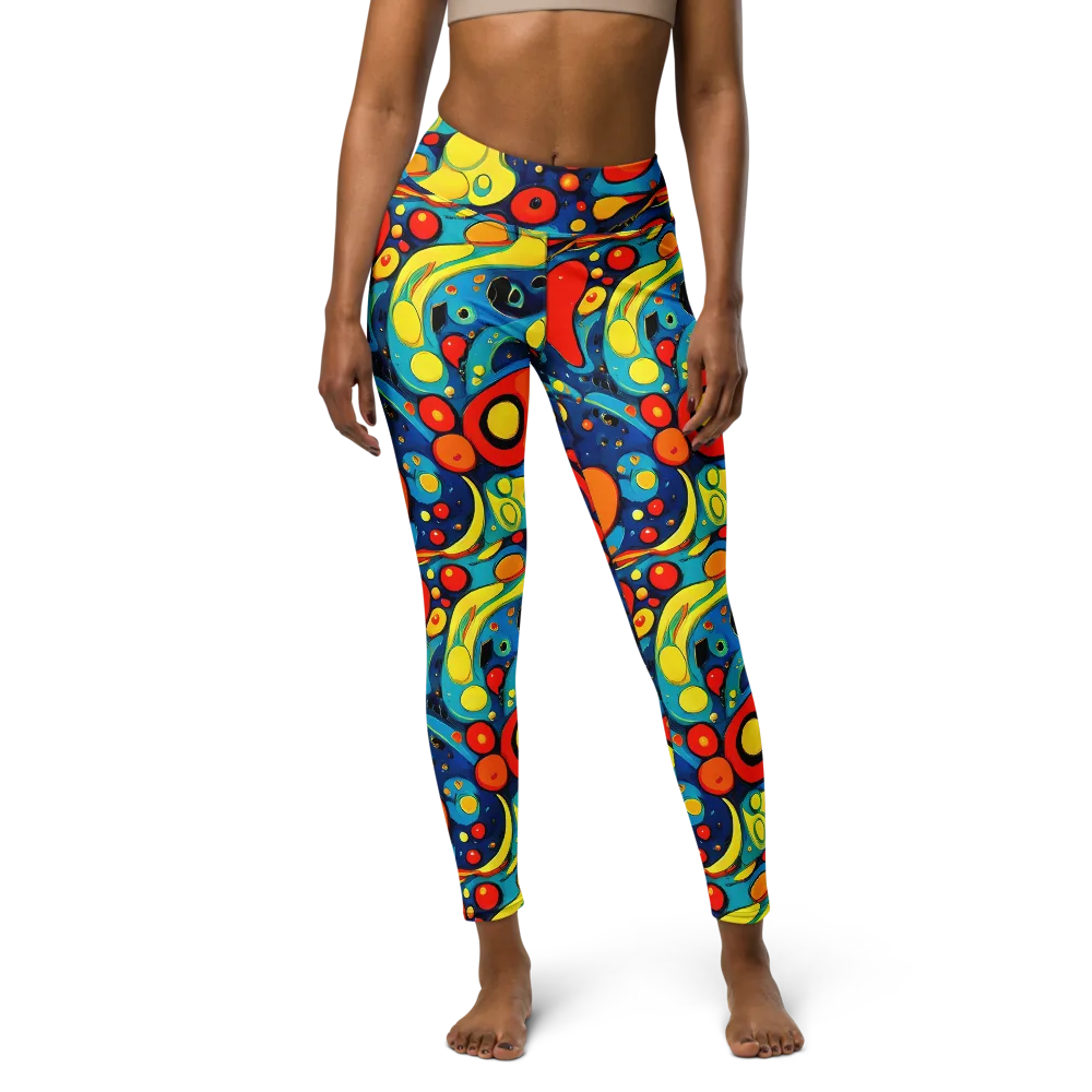 Vivid Amoeba on Yoga Leggings — Front