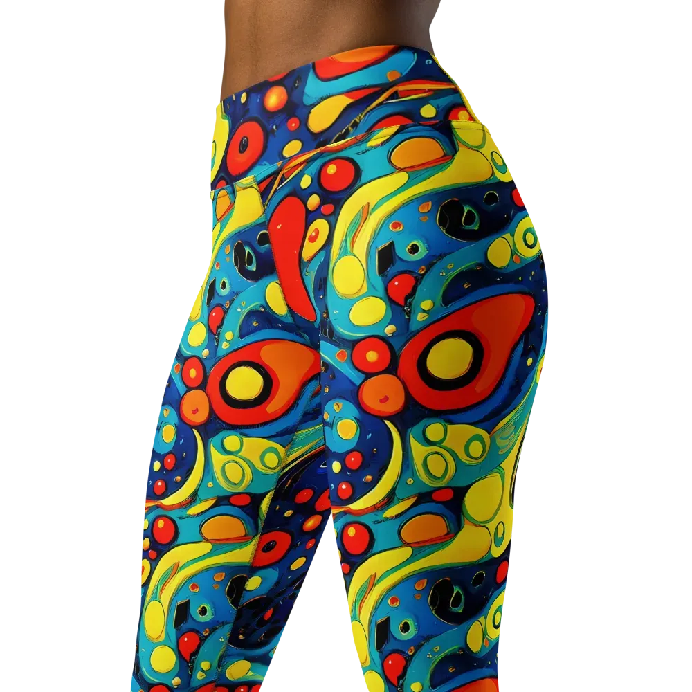 Vivid Amoeba on Yoga Leggings — Left Front