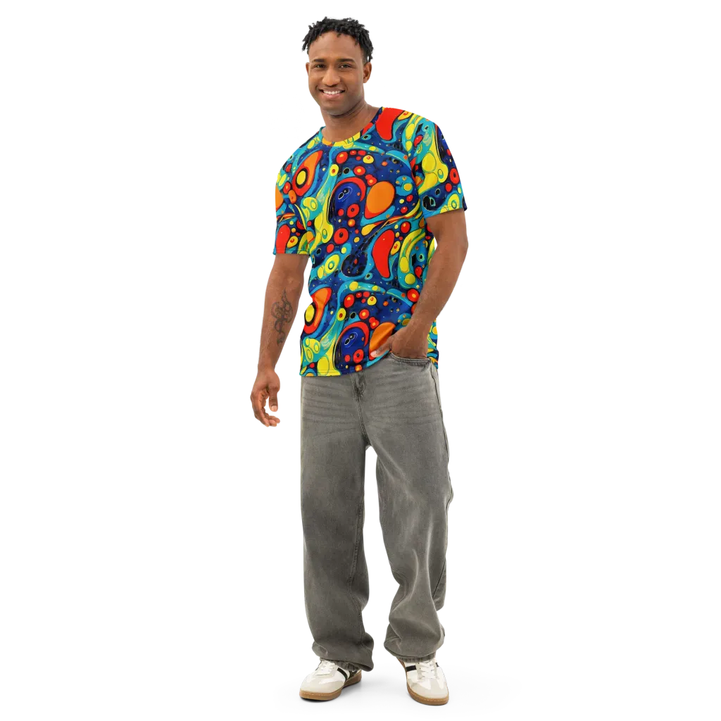 Vivid Amoeba on Men's Cotton Crew Neck T-Shirt — Front