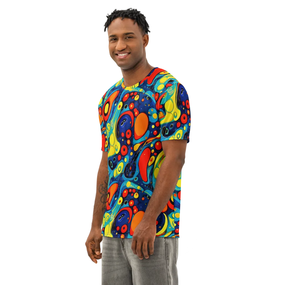 Vivid Amoeba on Men's Cotton Crew Neck T-Shirt — Left Front
