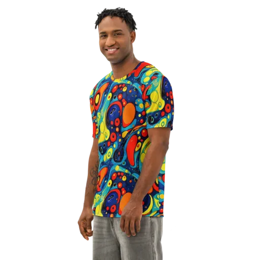 Vivid Amoeba on a Men's Cotton Crew Neck T-Shirt