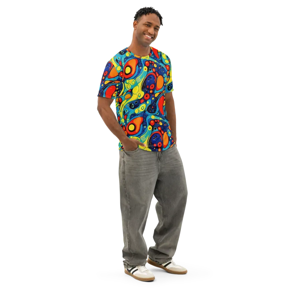 Vivid Amoeba on Men's Cotton Crew Neck T-Shirt — Right Front