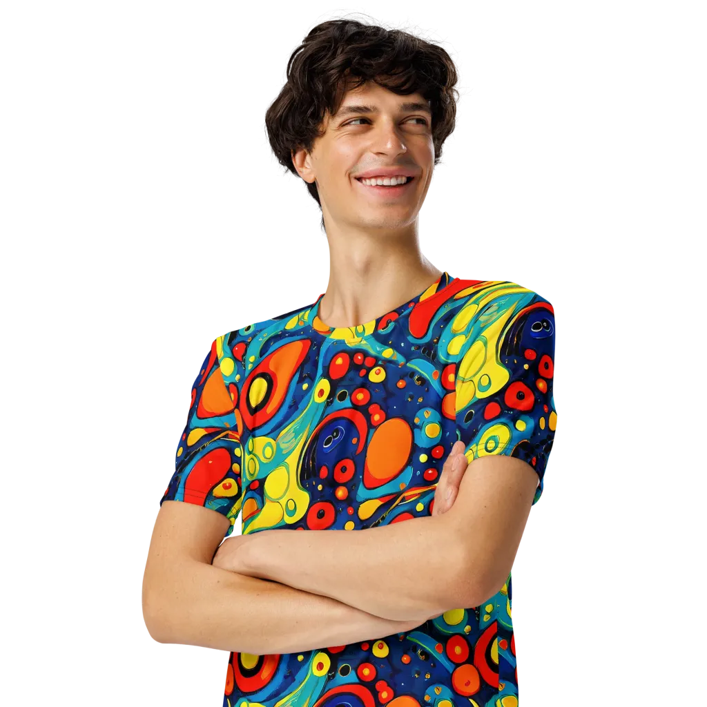 Vivid Amoeba on Men's Crew Neck T-Shirt — Left Front