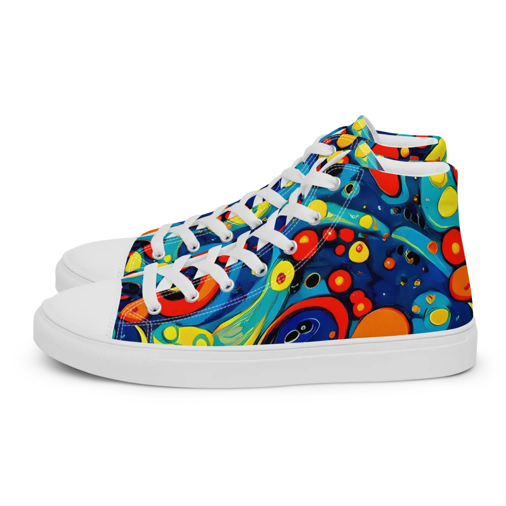 Vivid Amoeba on Men's High Top Canvas Shoes — Left