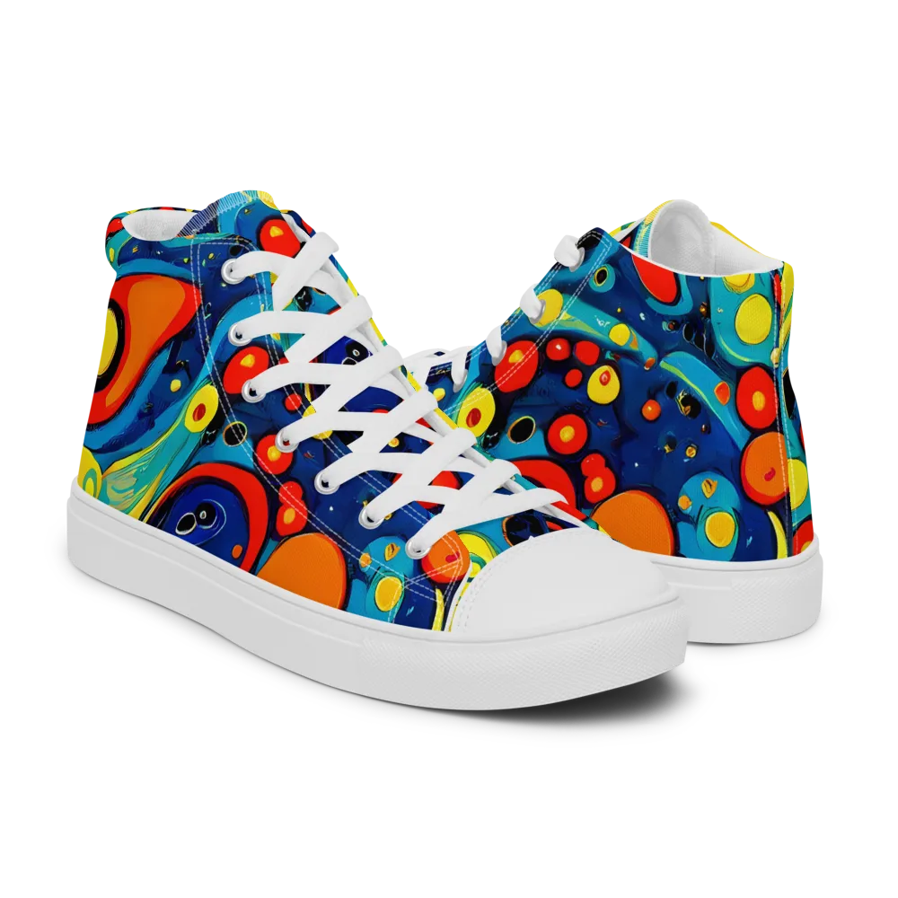 Vivid Amoeba on Men's High Top Canvas Shoes — Right
