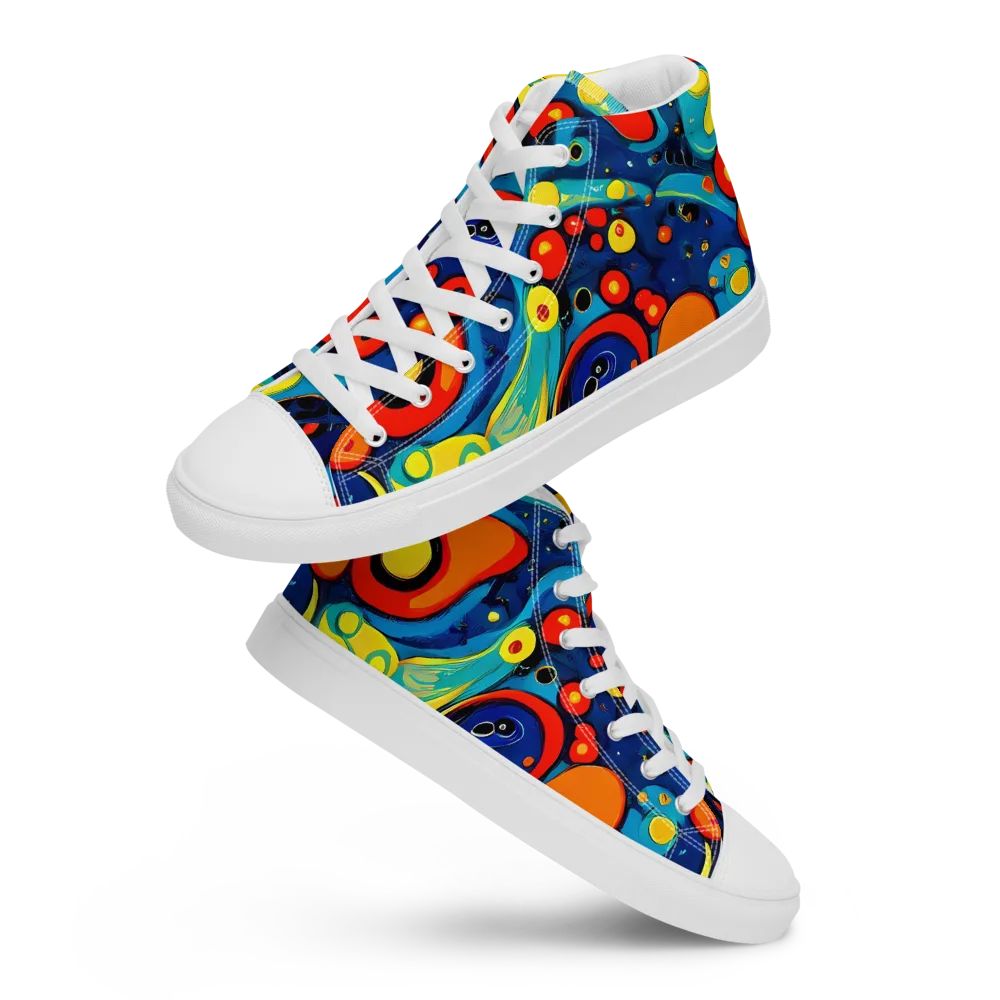 Vivid Amoeba on Men's High Top Canvas Shoes — Front