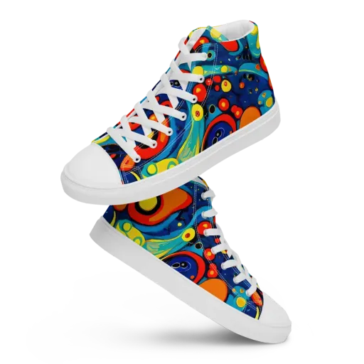 Vivid Amoeba on a Men's High Top Canvas Shoes