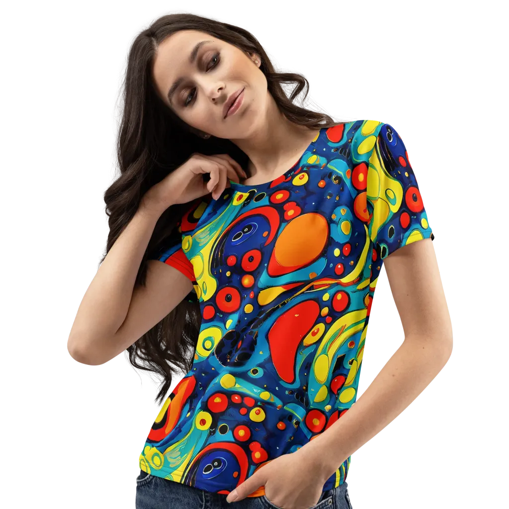Vivid Amoeba on Women's Crew Neck T-Shirt — Left Front