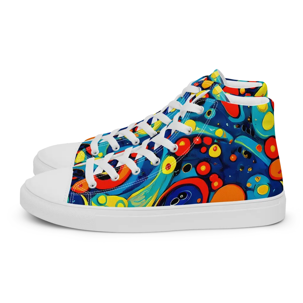 Vivid Amoeba on Women's High Top Canvas Shoes — Left