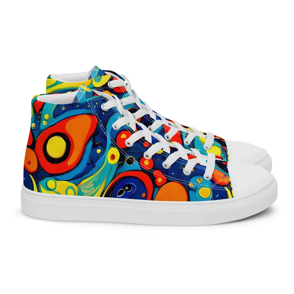 Vivid Amoeba on Women's High Top Canvas Shoes — Right