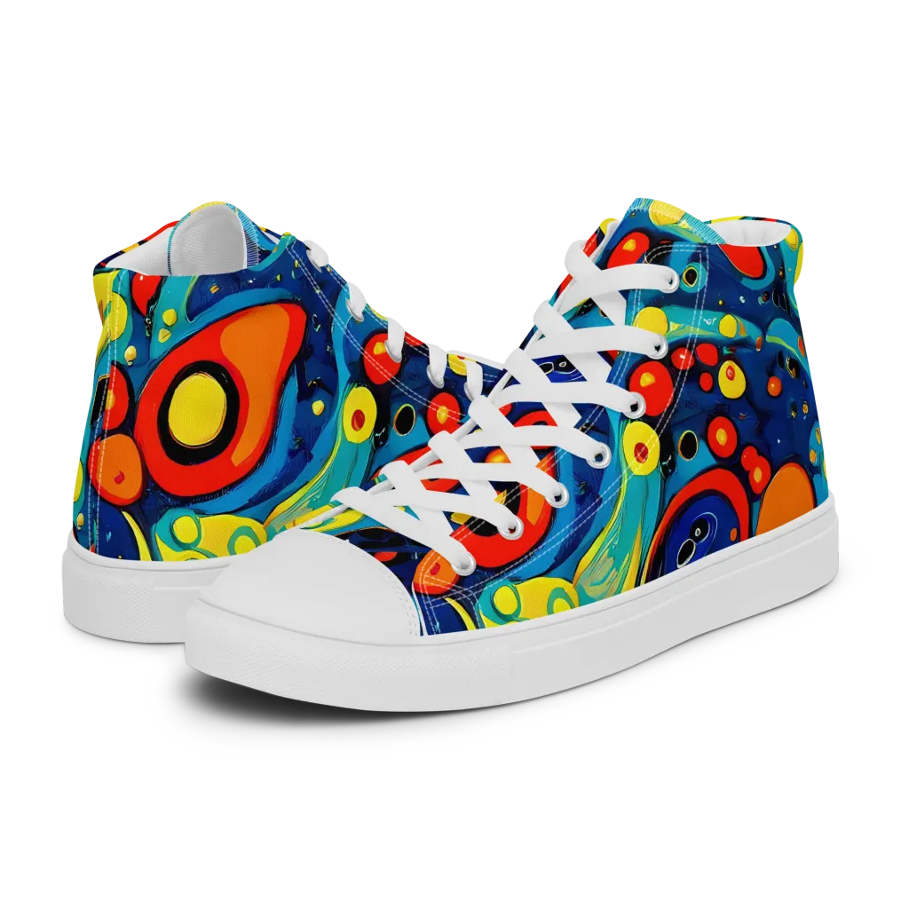 Vivid Amoeba on Women's High Top Canvas Shoes — Left