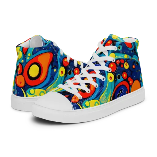 Vivid Amoeba on a Women's High Top Canvas Shoes